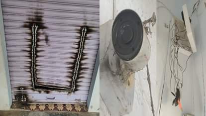 दुकान का कटा शटर, सीसीटीवी कैमरे को स्प्रे कर किया काला, उखड़ी डीवीआर मशीन