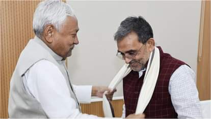 Bihar Election 2025 : Upendra Kushwaha met CM Nitish Kumar congratulated Bihar Assembly Elections 2025