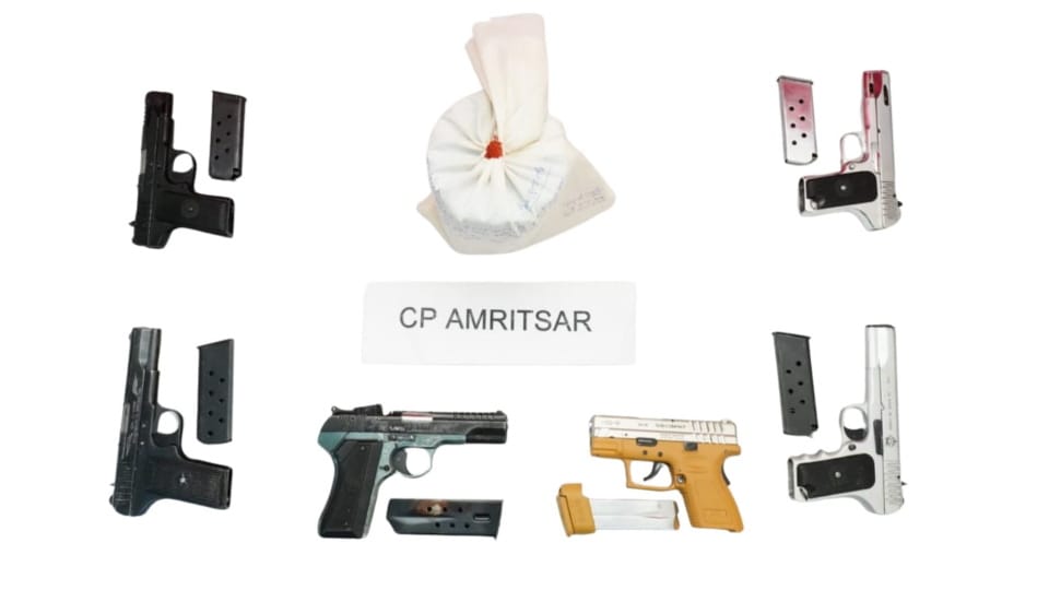 Pakistan linked arms and narco network five persons arrest pistols and drugs recovered