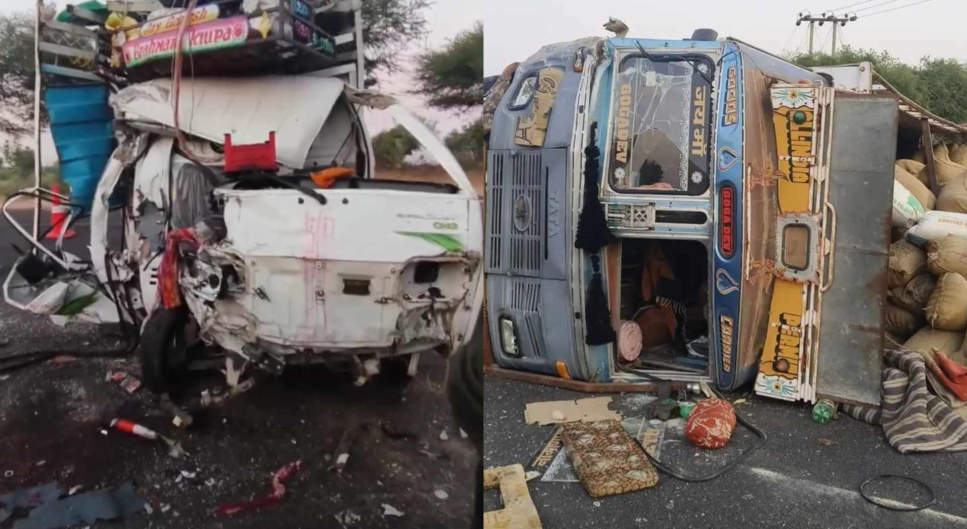 जोधपुर-जैसलमेर हाईवे पर भीषण टक्कर