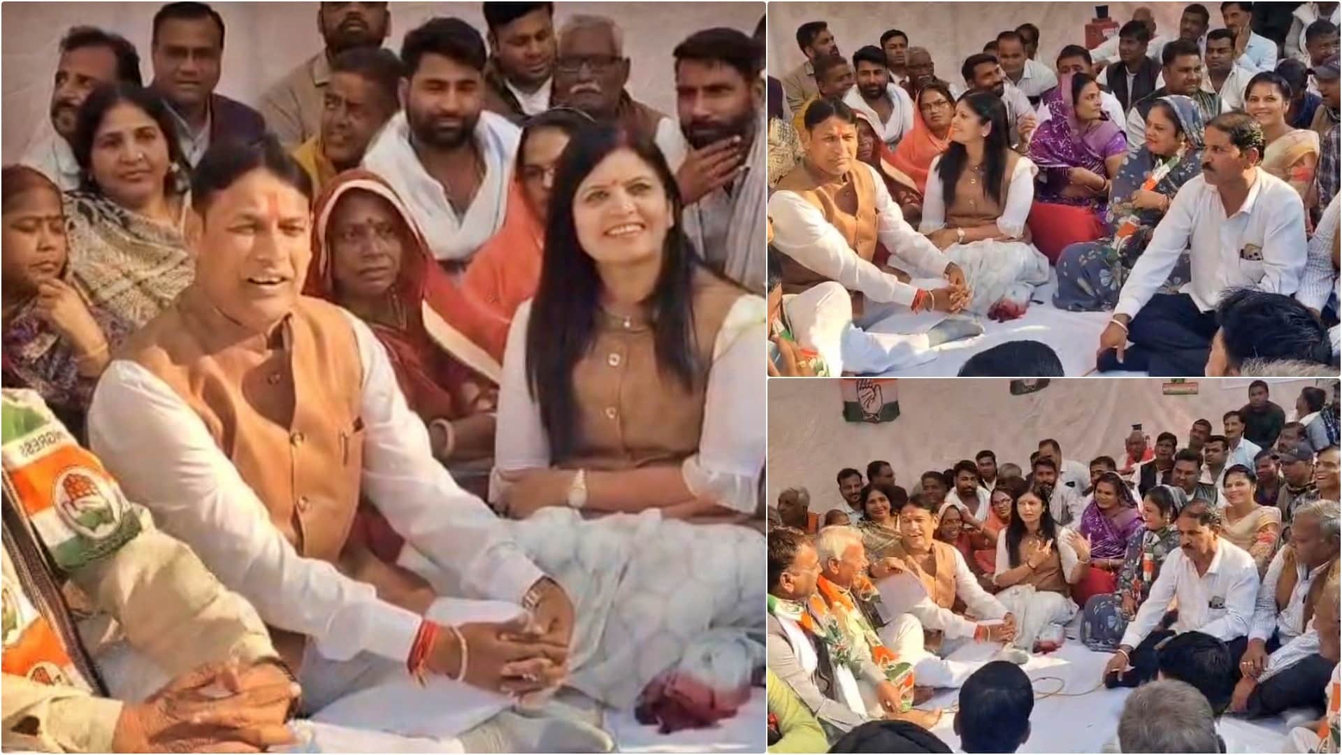 अंता विधायक प्रमोद जैन भाया तथा कांग्रेस कार्यकर्ता किसानों के मुद्दे पर प्रदर्शन करते हुए