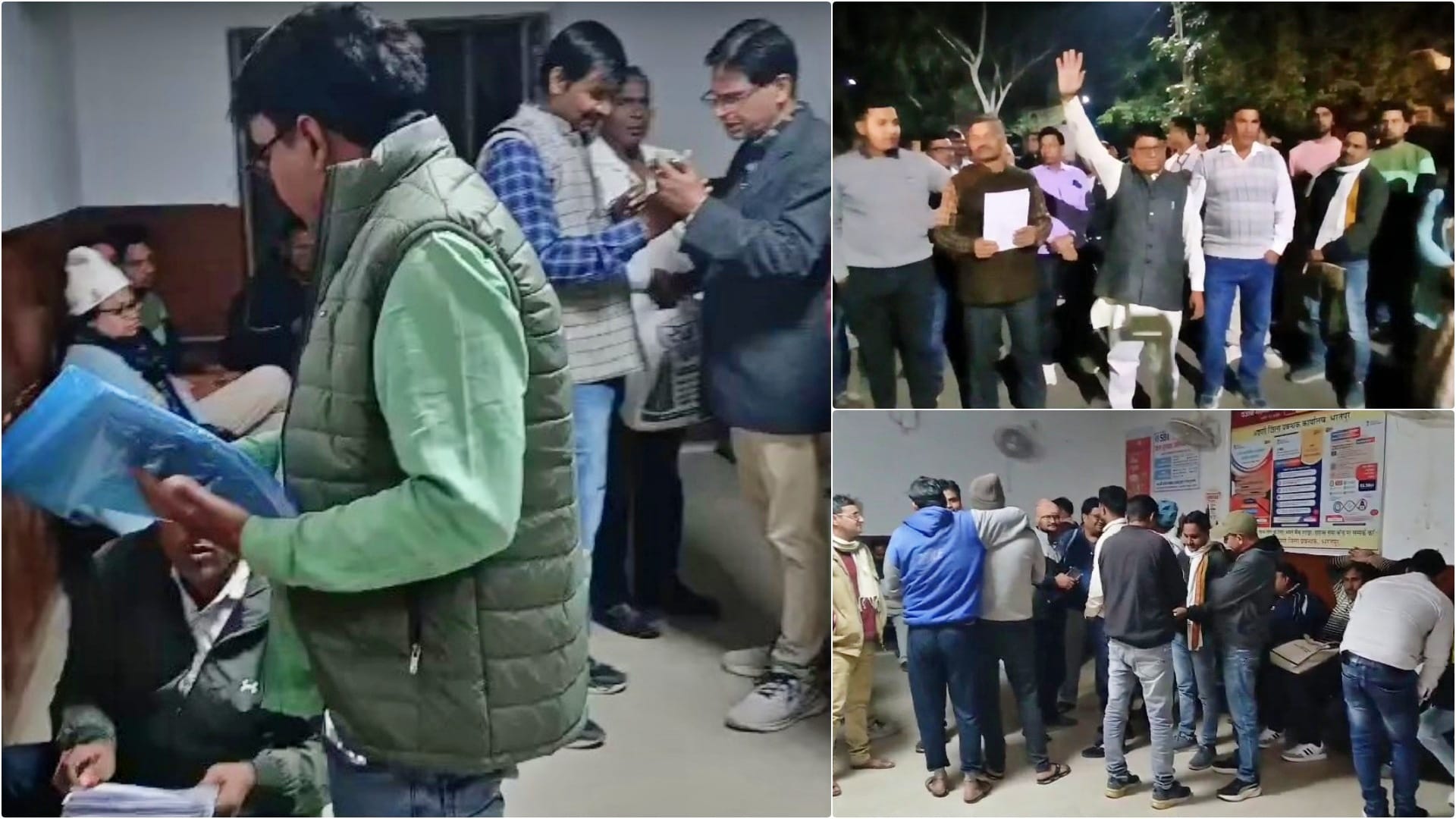 एसआईआर अभियान को लेकर भरतपुर कलेक्ट्रेट में प्रदर्शन करते बीएलओ