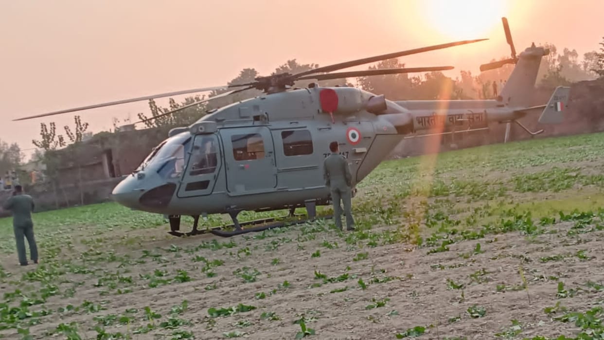 Helicopter takes off three days after emergency landing in field in Bareilly