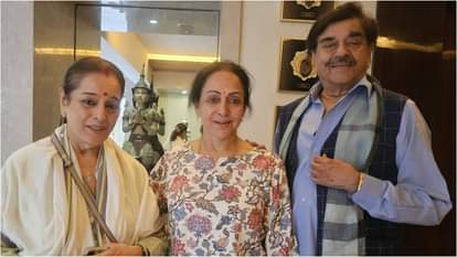 Shatrughan Sinha meet actress and MP Hema Malini With wife Poonam Sinha amid Dharmendra Dharmendra Ill Health