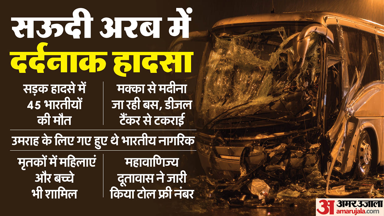 saudi arabia accident umrah piligrims bus collided with oil tanker many indians fears dead