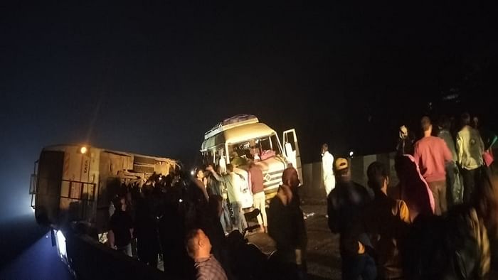Two buses collided head-on on Ranjit Nagar bridge in Lakhimpur Kheri a Nepali woman dided and 35 injured