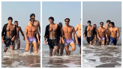 akshay kumar tiger shroff flaunt abs during their juhu beach edition of oceans 9