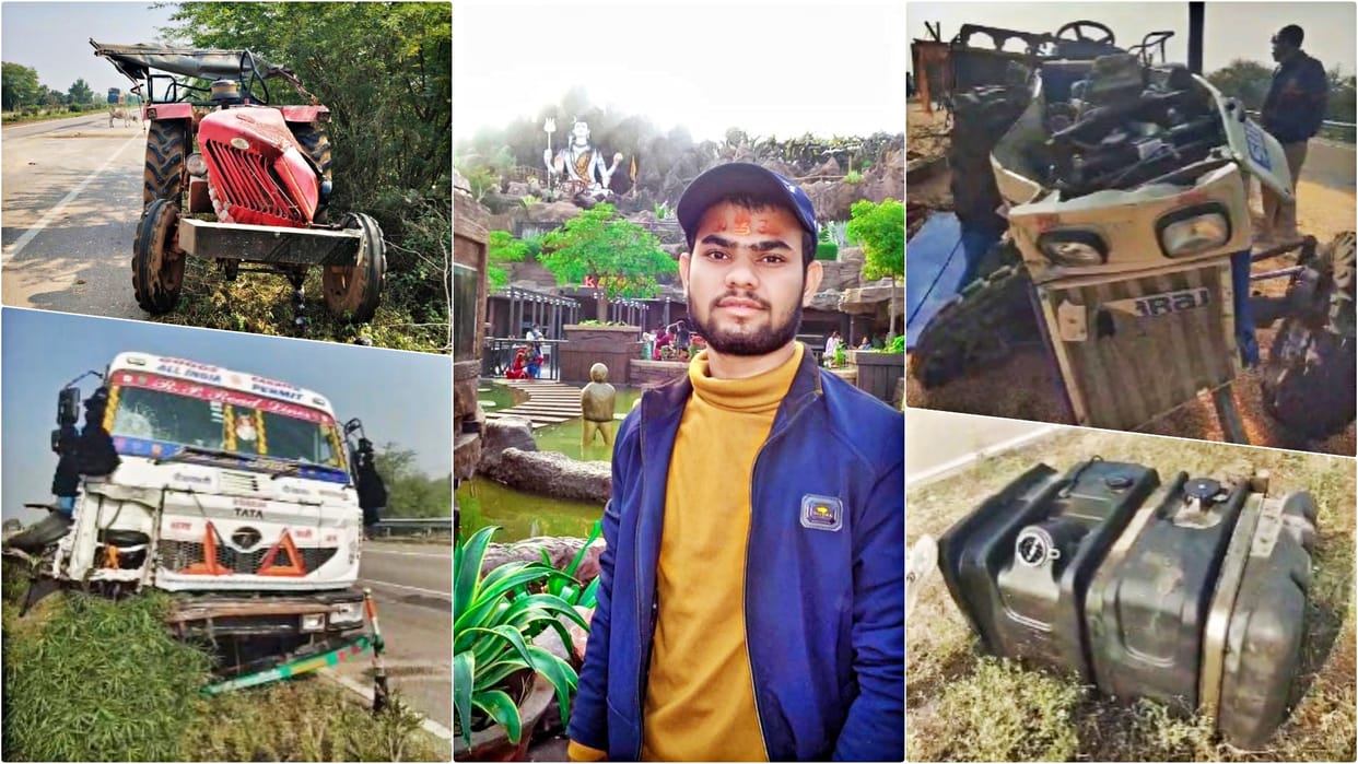 Baran Accident: A speeding trolley hits a tractor-trolley on the highway, killing a farmer on the spot
