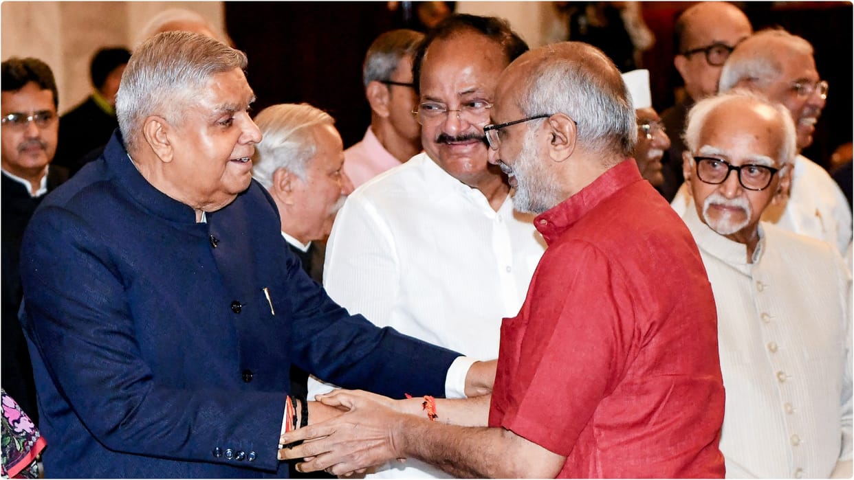 Former vice president Jagdeep Dhankhar meets Vice President cp Radhakrishnan