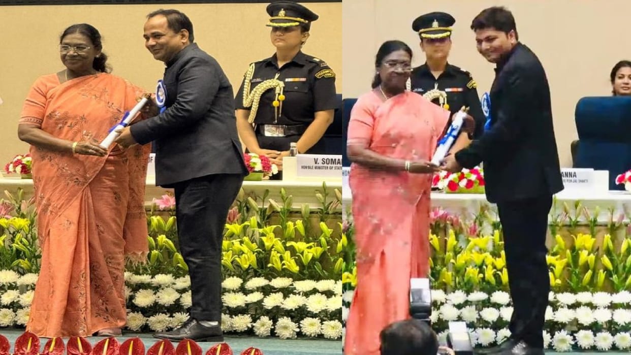 Raipur gets national honour in water conservation, President honours Collector and Corporation Commissioner