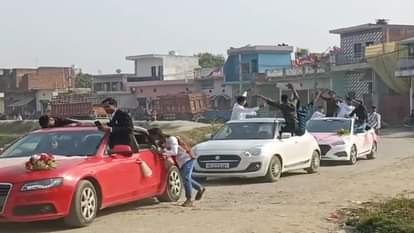 Meerut: Groom's friends created ruckus by climbing on the roof of moving cars, after watching the viral video