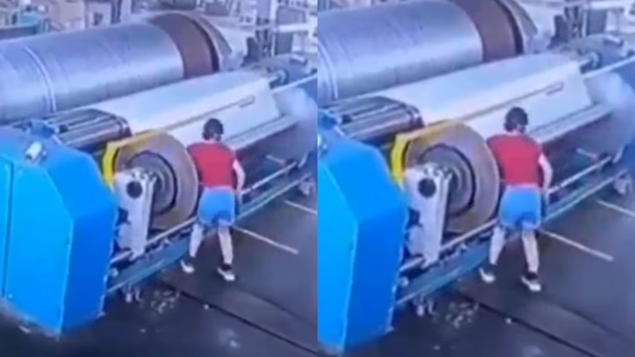 A machine took a woman life in an instant It kept spinning around in the factory Video goes Viral on Internet
