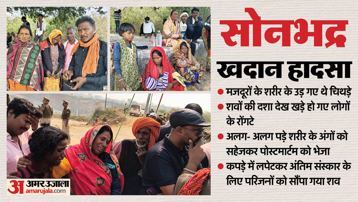 Sonbhadra Mining Accident Family searched loved ones in rags identifying with clothes sacred thread and body