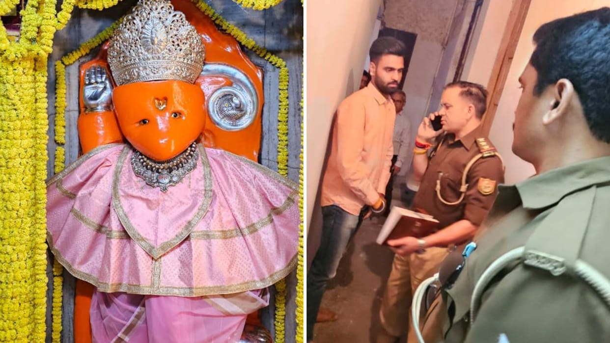 Varanasi News Silver crown stolen from ancient Sankat Dahan Hanuman temple police arrived