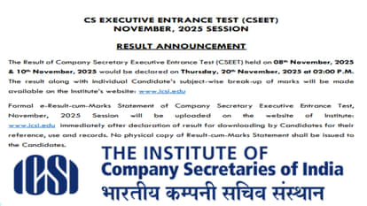 ICSI CSEET November result 2025 tomorrow at 2 PM on icsi.edu; Check notice here