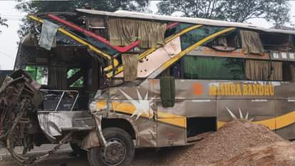 Double decker bus goes out of control and overturns 14 passengers injured in mau