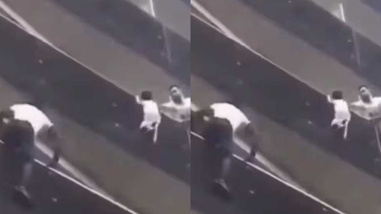 A child was about to fall from the 8th floor people were left breathless after seeing the scene Video Viral