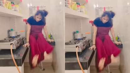 A girl was making a reel on the song Main Sasural Nahi Jaungi when the Maggi kept on the gas stove fell