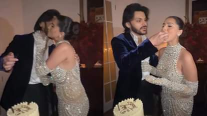 Tara Sutaria kiss Rumoured Boyfriend Veer Pahariya And Cut Birthday Cake Together
