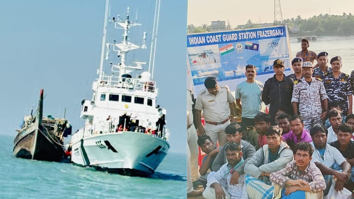 Indian Coast Guard intercepts illegal Bangladeshi fishermen vessel detain boat and 28 people