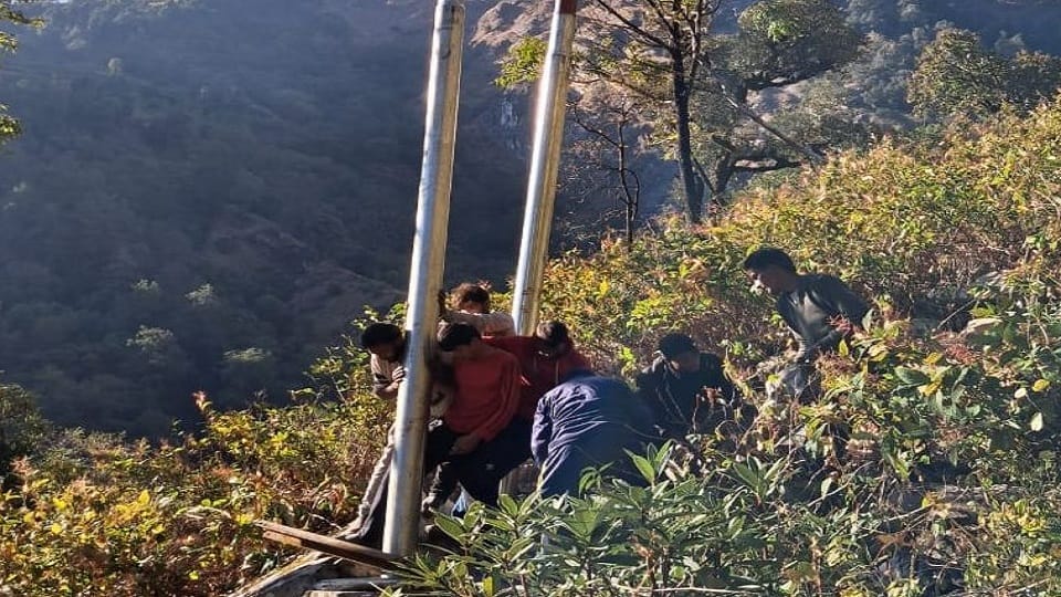 Electricity lines are being laid in Borbalda village the last village of Bageshwar