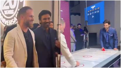 Dhanush and Kane Williamson Play Air Hockey at Dubai Watch Week; Video Goes Viral