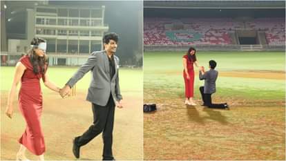 Palaash Muchhal Proposes girlfriend cricketer Smriti Mandhana At DY Patil Stadium shares romantic Video