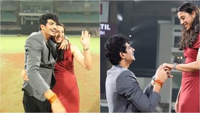 Palaash Muchhal Proposes girlfriend cricketer Smriti Mandhana At DY Patil Stadium shares romantic Video