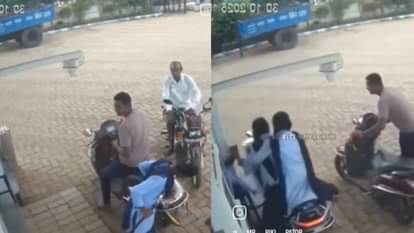 पापा की परियों ने स्कूटी लेकर पेट्रोल पंप पर मारी ऐसी खतरनाक एंट्री