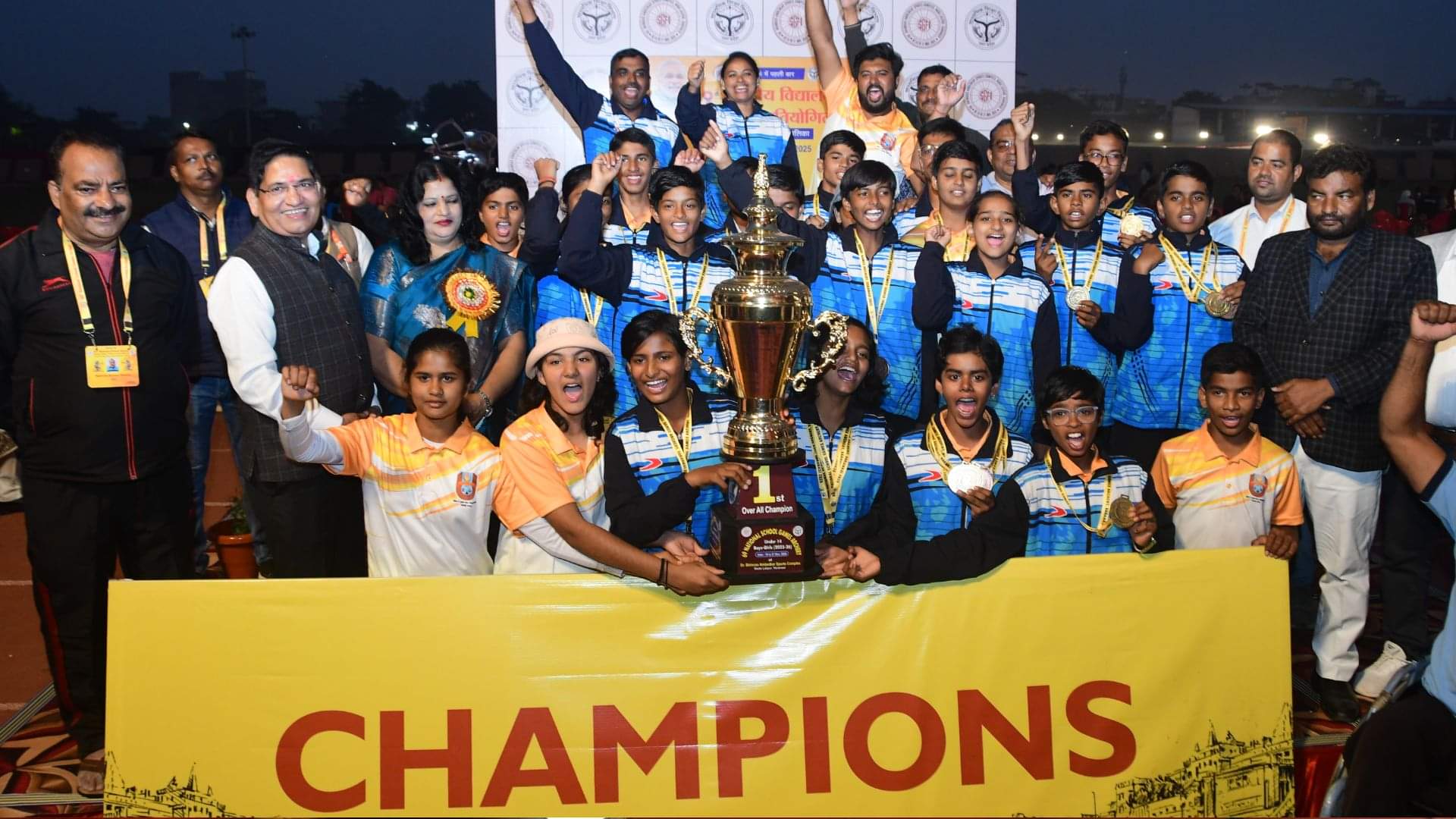 Maharashtra became overall champion of National School Archery Championships with 13 medals in varanasi