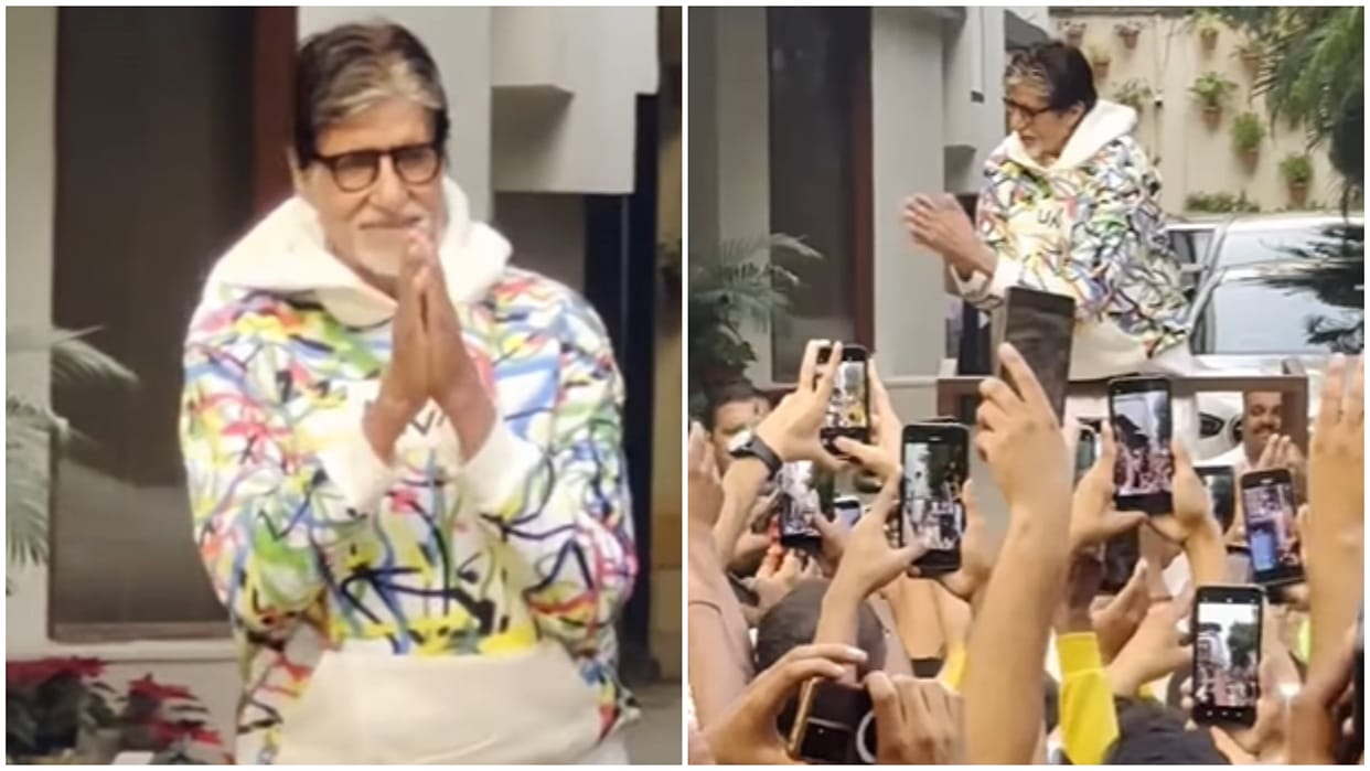 Fans eagerly waiting for amitabh bachchan to see him at jalsa big b came out meet with their loved ones