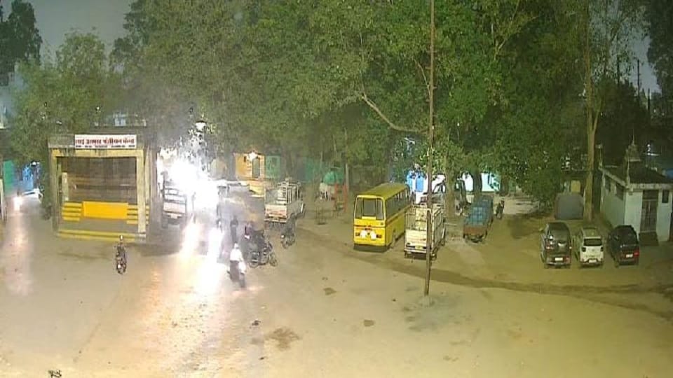 Two groups of bikers fight caught on CCTV chasing and beating each other in Korba