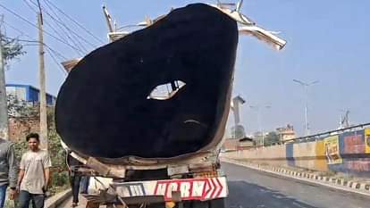 An empty diesel tanker parked on the highway exploded