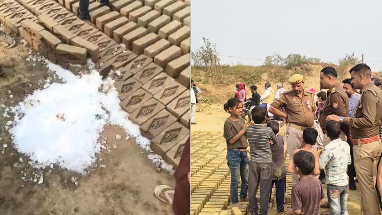 Blocks of ice fell from the sky spreading panic among laborers in Budaun