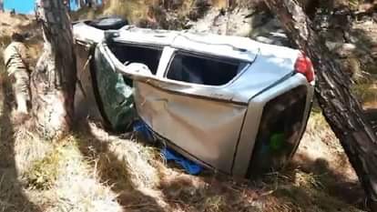 A collision between two cars resulted in one car falling 50 meters into a ditch in almora