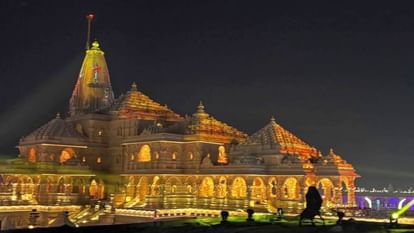 Ram Mandir Flag Hoisting: Ram Temple bathed in special light, PM Modi will hoist the flag on Tuesday