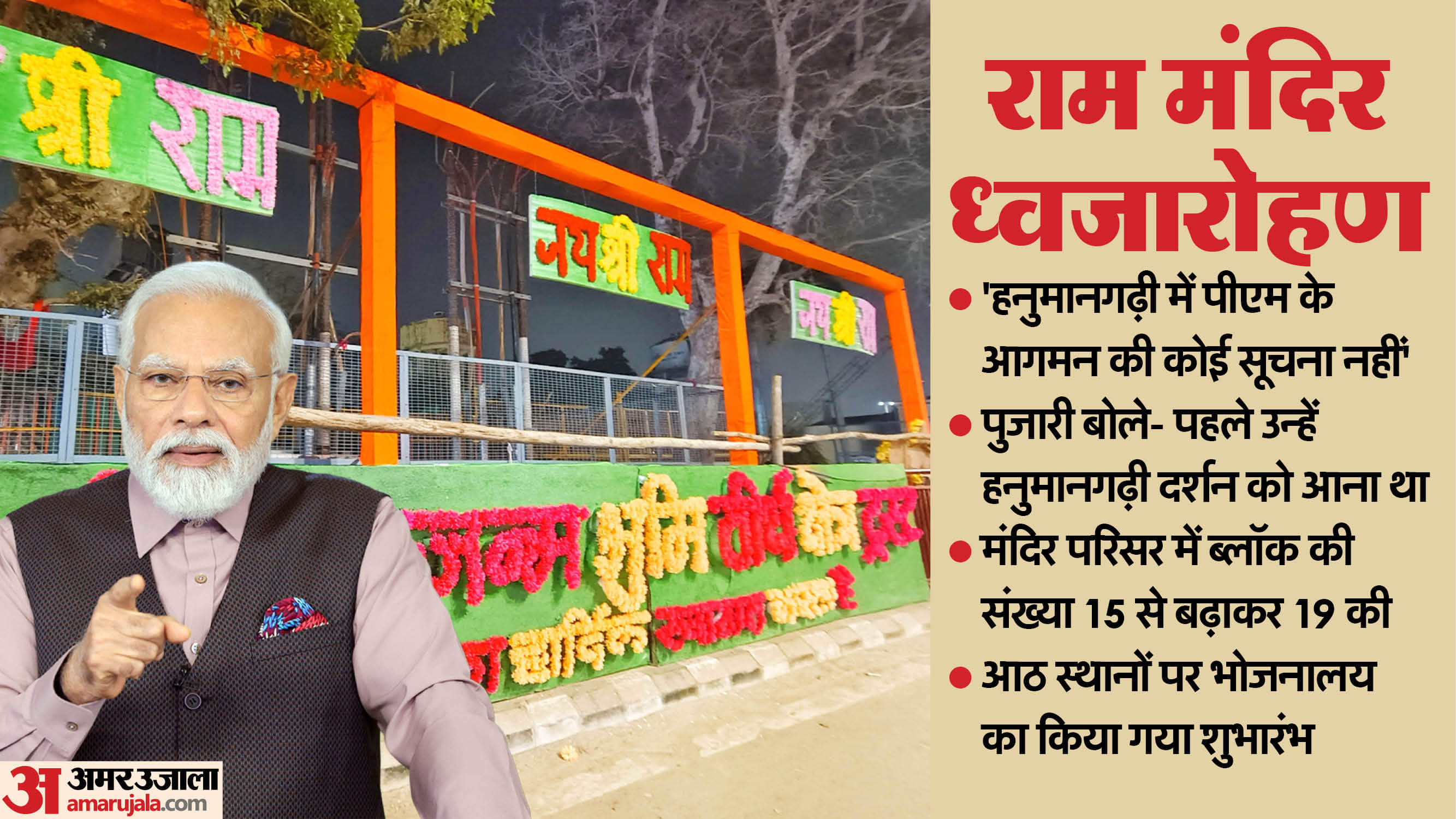 Ram mandir flag hoisting Ayodhya PM Modi will not visit Hanumangarhi partial changes made in program