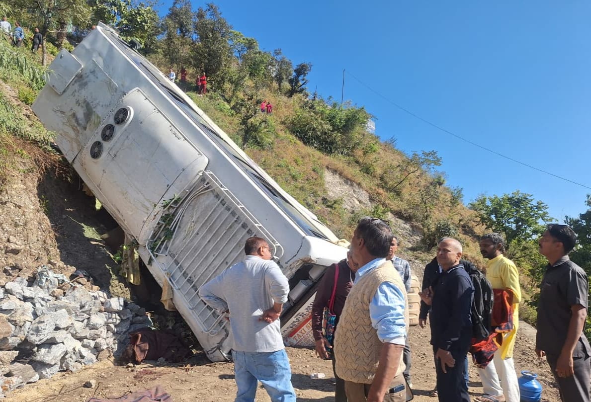 Tehri Accident Bus carrying devotees falls into ditch Returning after visiting Kunjapuri Mandir Photos