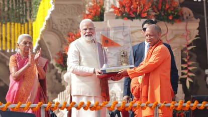 Ayodhya Ram Mandir Dharma Dhwaja Arohan Summary PM Narendra Modi Mohan Bhagwat and Yogi Adityanath news update