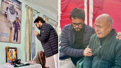 Dubai Tejas Crash MP Anurag Thakur pays tribute to late pilot Namnash Syal by visiting his ancestral home