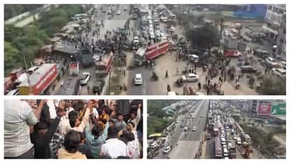 थाने के बाहर धरने पर बैठे लोग और हाई-वे पर महाजाम