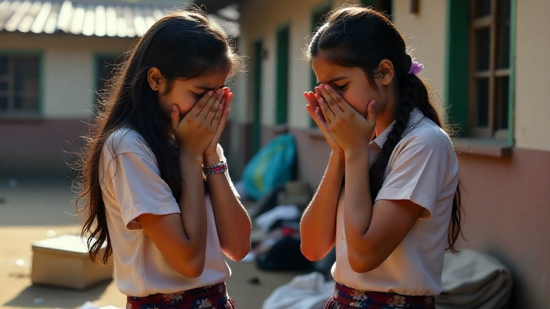 रोते हुए छात्राएं। (सांकेतिक तस्वीर)