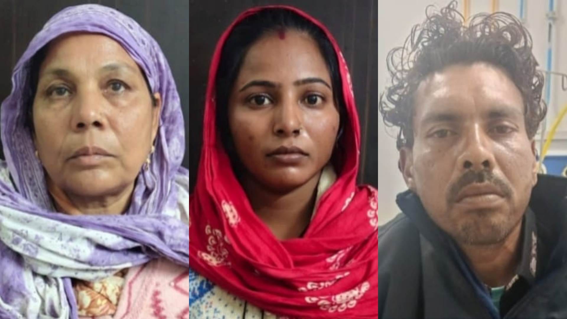 आरोपी लीलाबाई डामर और उसकी बेटी मोना बसोड़ और दोस्त सागर मीणा।