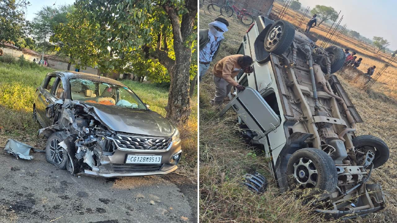 मौके पर पड़े क्षतिग्रस्त वाहन