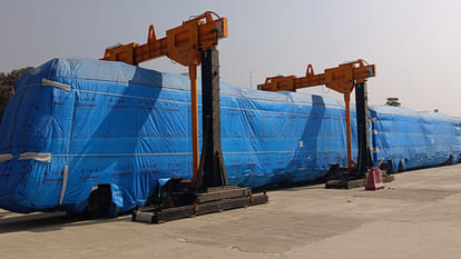Kanpur: Coaches for the first train for Metro Corridor 2 arrive at the depot under construction