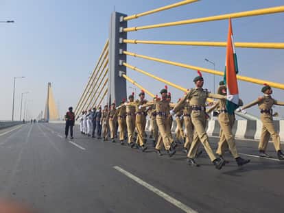 Republic Day Parade-2026 NCC cadets paraded on the six lane cable bridge Simaria in Begusarai