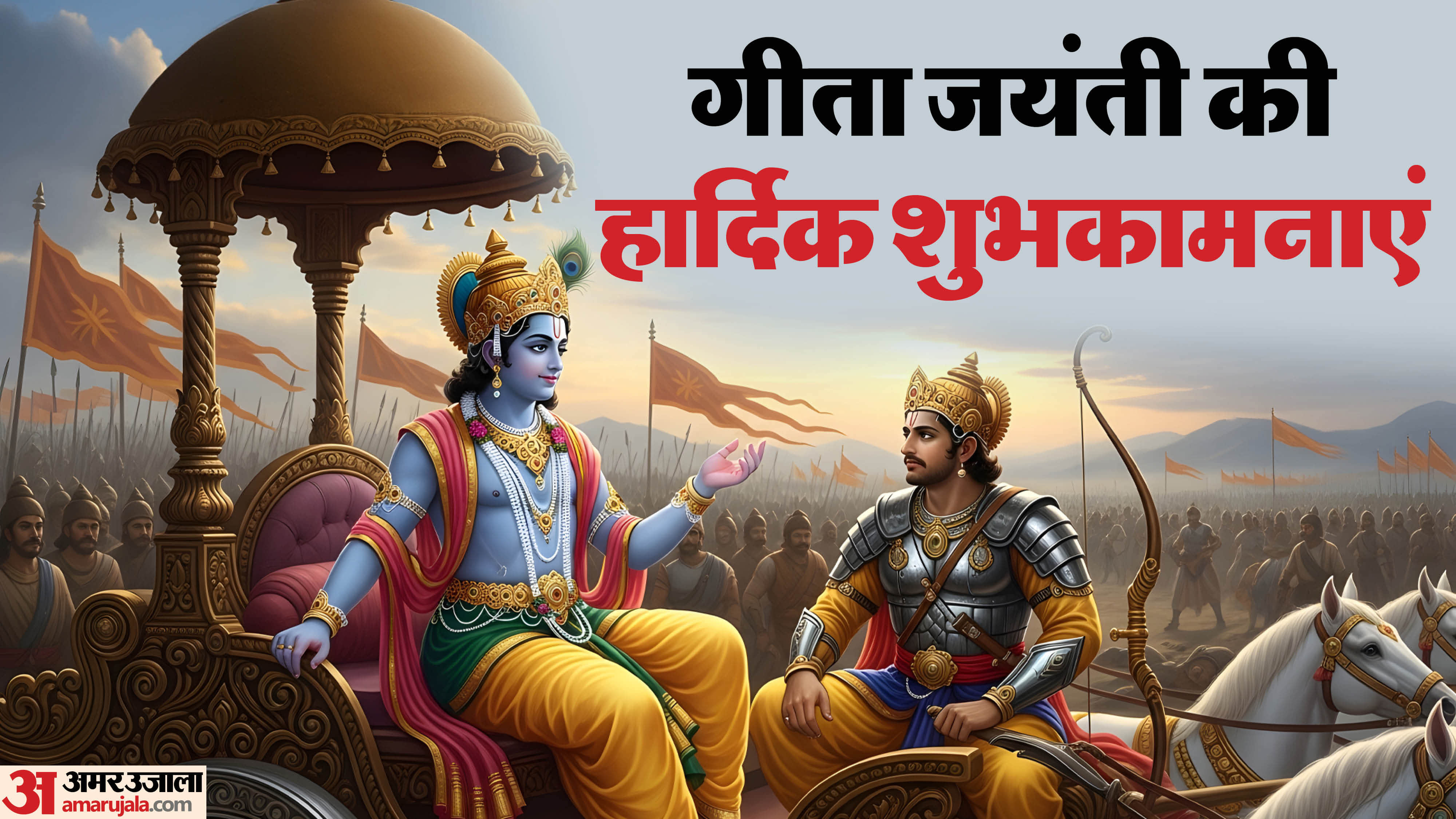 Happy Gita Jayanti 2025 wishes images wishes poster know lord krishna motivational quotes