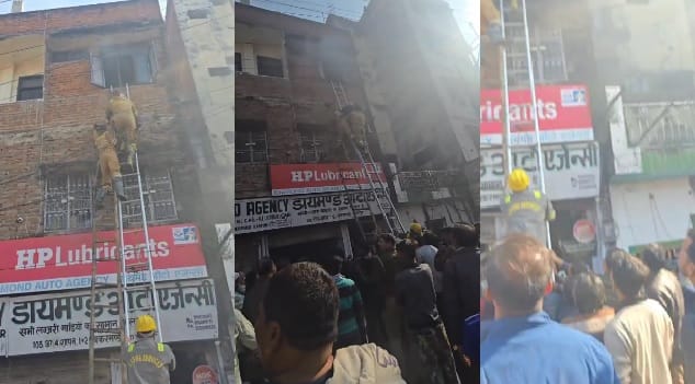 Kanpur Fire breaks out in auto parts warehouse fire brigade and police rescue disabled landlord