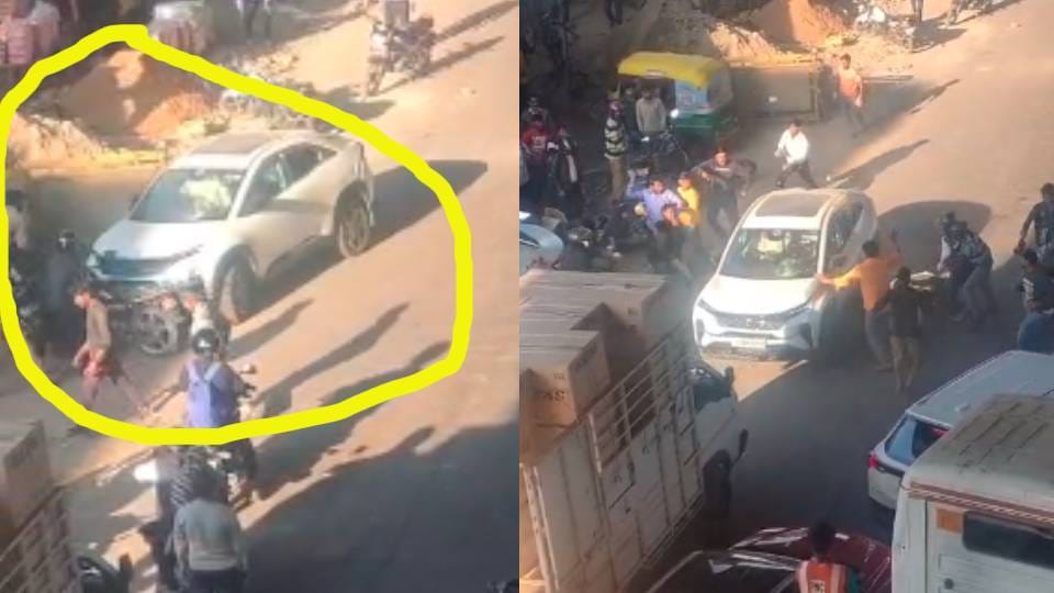 car driver went on rampage in Lucknow hitting several vehicles and trying to run over people three injured