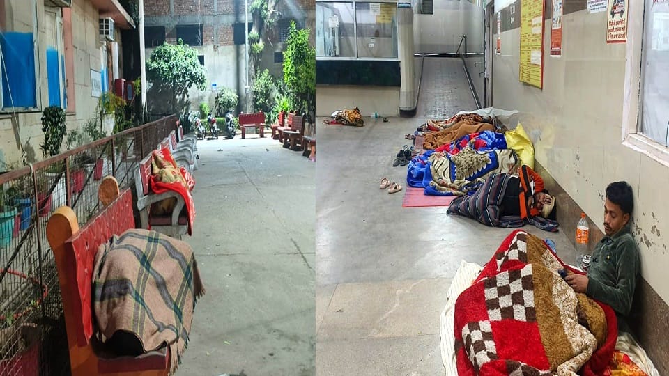 condition of night shelters in government hospitals in Aligarh